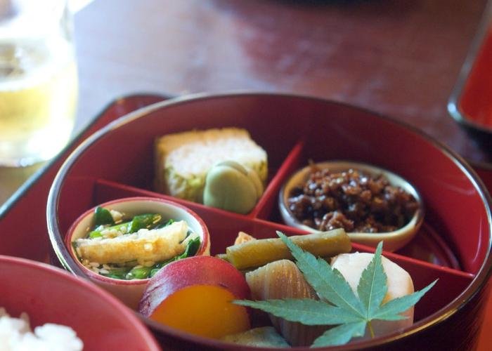 A close up photo of shojin ryori, with several small dishes