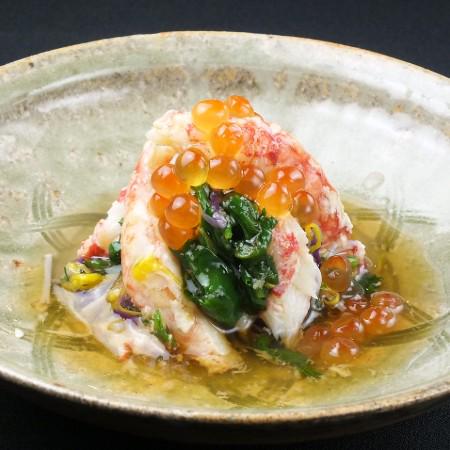 A picturesque plating of seafood and cod roe at Jushu.