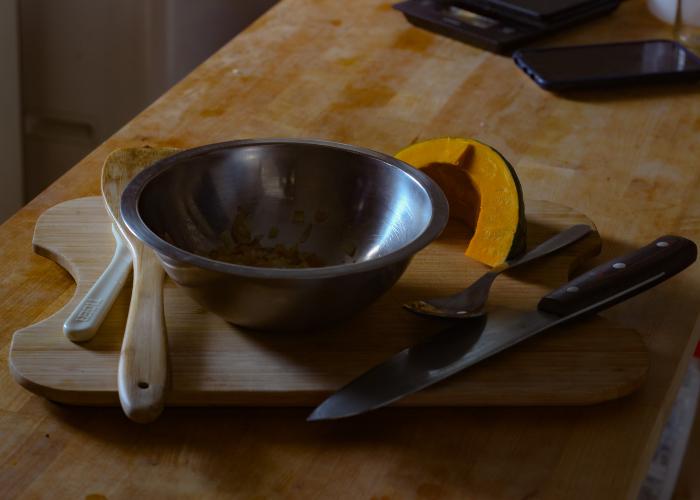 Preparing the Kabocha for different dishes