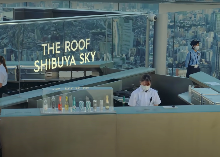 A bar on a Tokyo Rooftop Park, Shibuya Sky