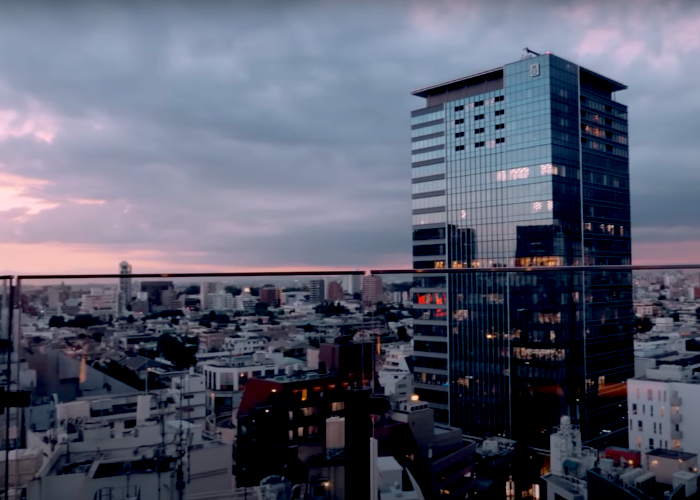 View from Shibuya Parco - a dark sky with the last remnants of the sunset