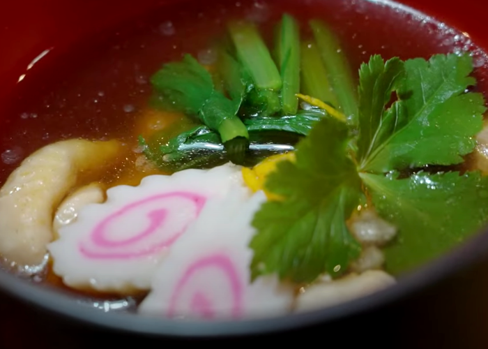 Close-up of ozoni Japanese New Year's soup 