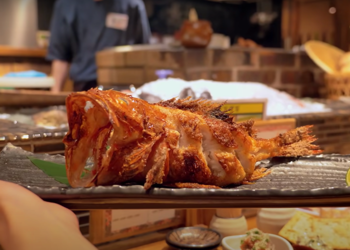 Kichiji Rockfish grilled over charcoal at robatayaki restaurant in Shinjuku