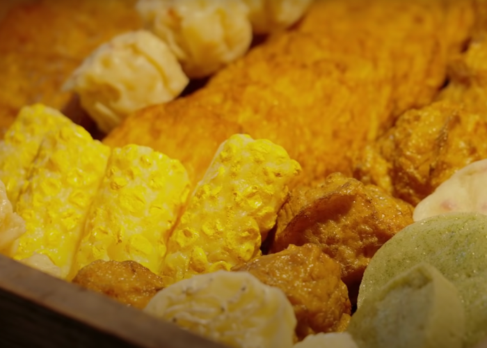 A close up shot of deep-fried fish cakes