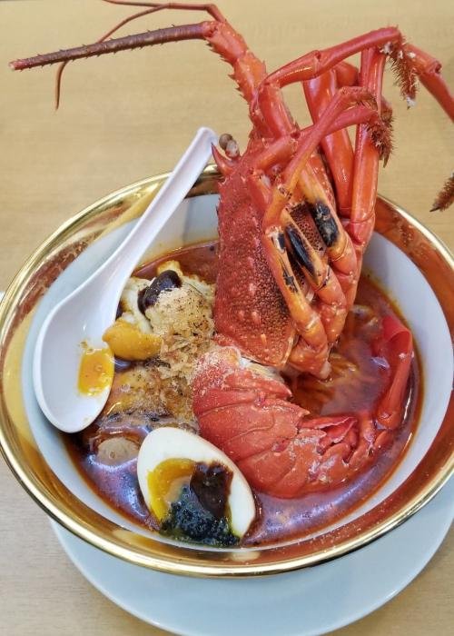 Bowl of massive lobster ramen from Oni Soba Fujiya Premium in Shibuya