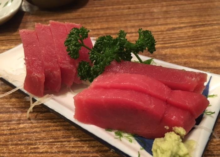 Pacific Bluefin Tuna sashimi on a plate