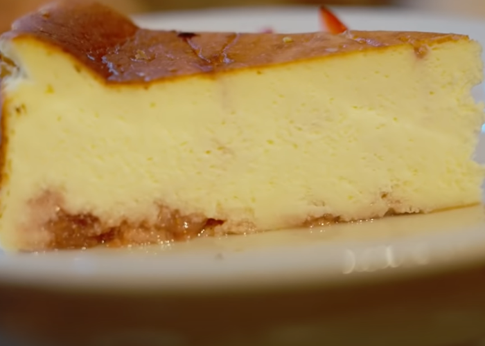 The unique, fluffy Japanese cheesecake, served in a single slice.