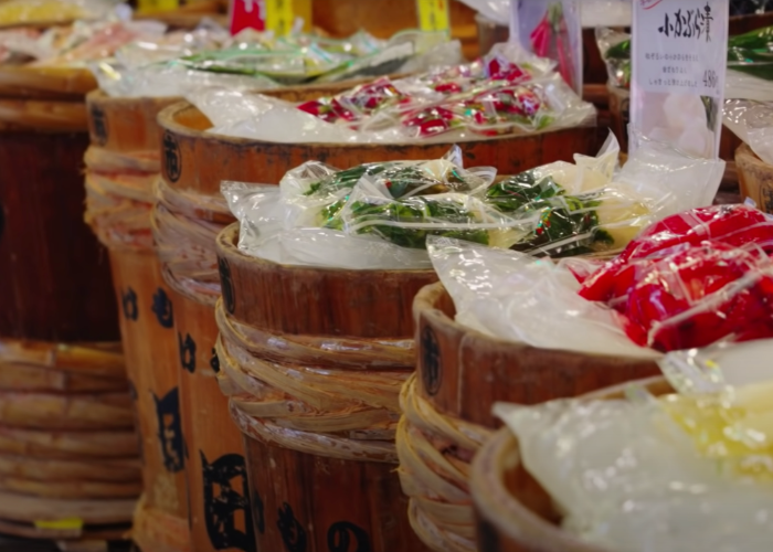 Barrels of pickles at Nishiki Market