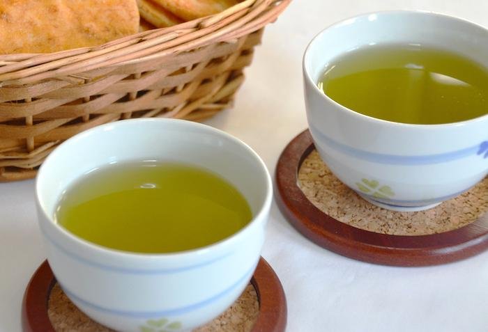 Two cups of Japanese tea from Ise in Mie Prefecture of Japan