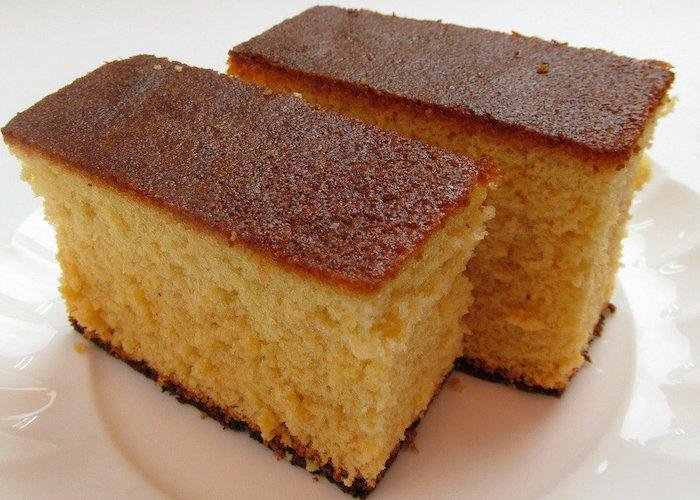 Two slices of Castella Cake from Nagasaki