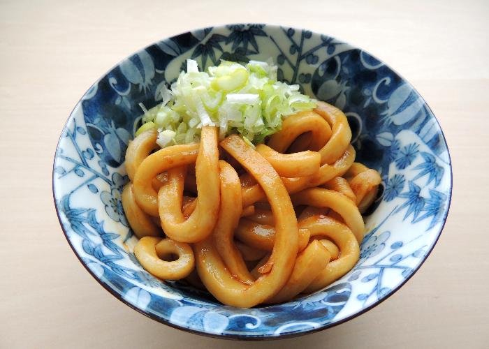 Ise udon, a specialty dish of Mie prefecure consisting of glossy noodles in a soy sauce broth
