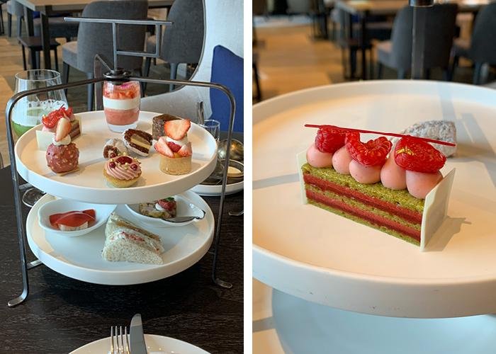 Four Seasons full afternoon tea platter contents with details of the sweet and savory treats