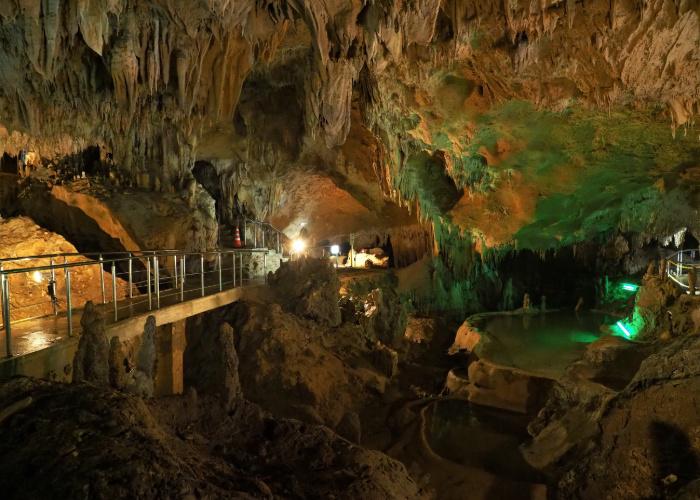 Inside Ishigaki island's limestone cave, a natural local attraction