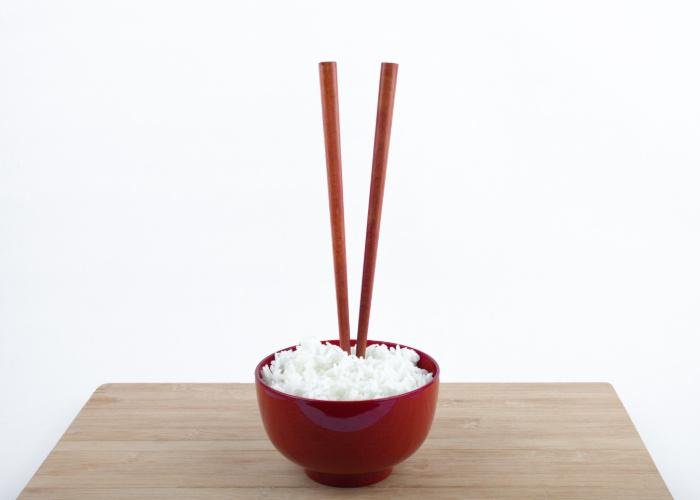A Japanese etiquette don't -- chopsticks sticking into a bowl of rice 