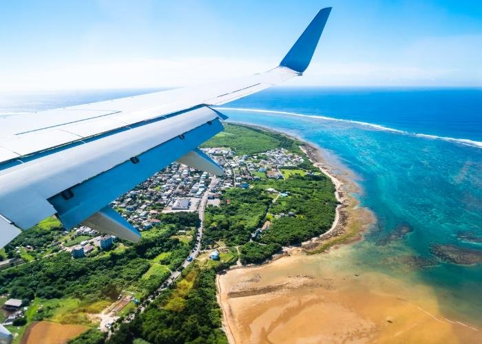 View of Ishigaki Island from the plane window