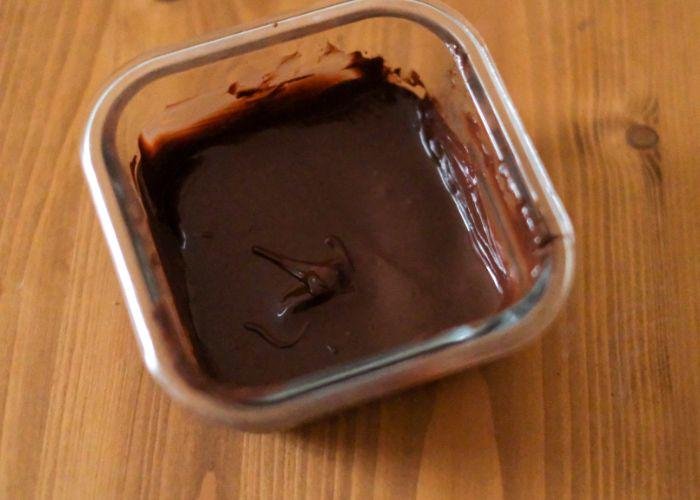 Easy chocolate icing in a glass container