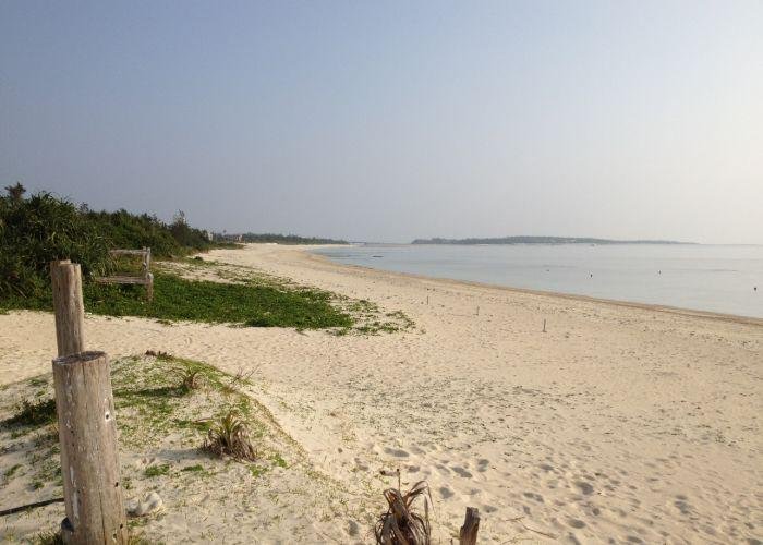 A photo of an empty stretch of beach on Kume Island