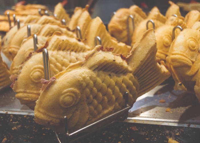 Freshly made taiyaki displayed for purchase