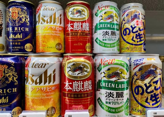 Japanese beer on a shelf