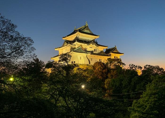 Wakayama castle at twilight 