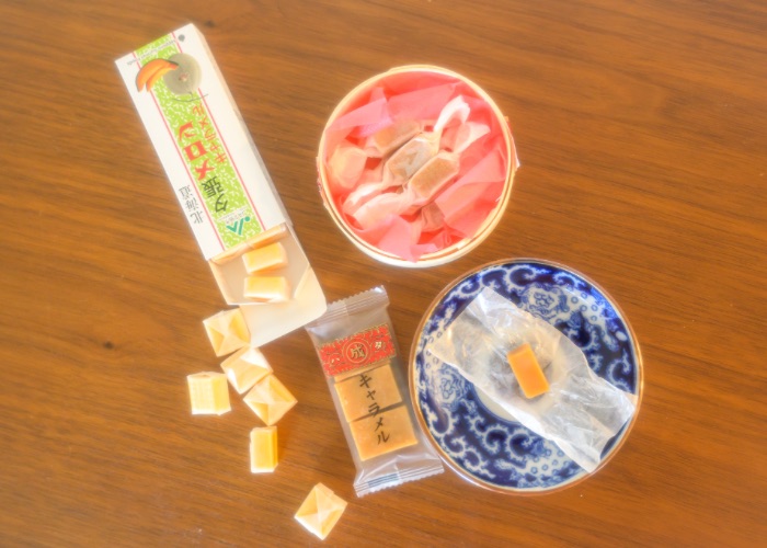 A selection of Hokkaido caramels on a table.