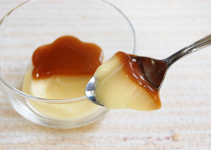 A spoonful of Japanese creme caramel.