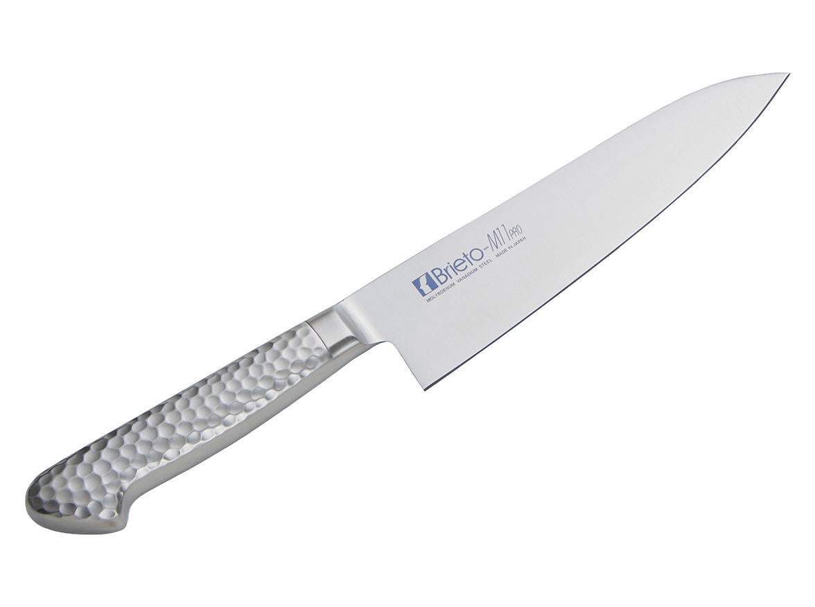 Stainless steel chef knife with textured handle