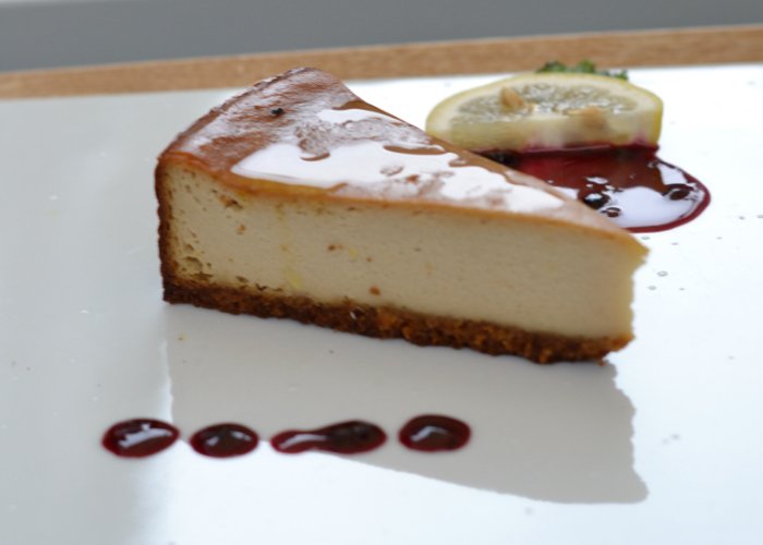 Slice of vegan cheesecake from Healthy Tokyo CBD Shop and Cafe
