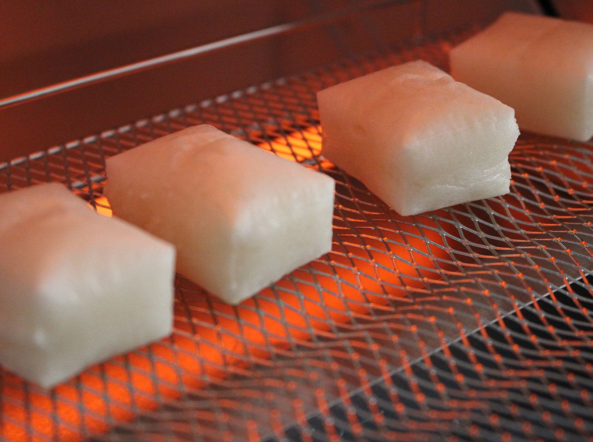 Toasting Mochi Squares on a Wire Rack