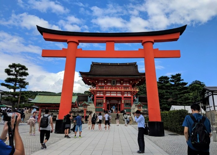 Tori gate entrance at Heian Shrine in Kyoto