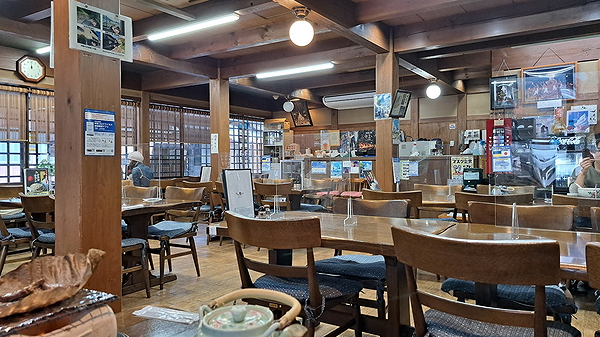 Cozy wooden interior of a traditional Japanese restaurant