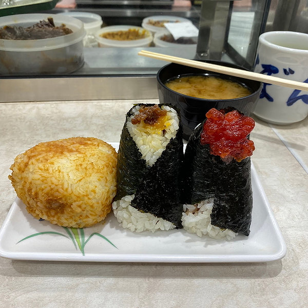 Sushi and miso soup served at a traditional Japanese restaurant
