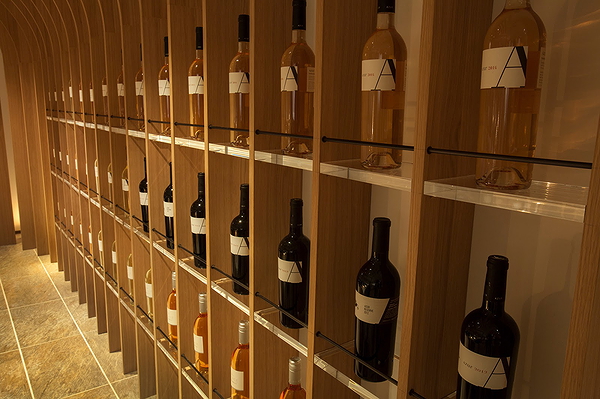 Wine selection display at upscale restaurant