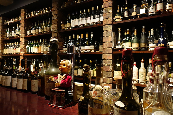 Vintage bar with extensive wine and spirits collection