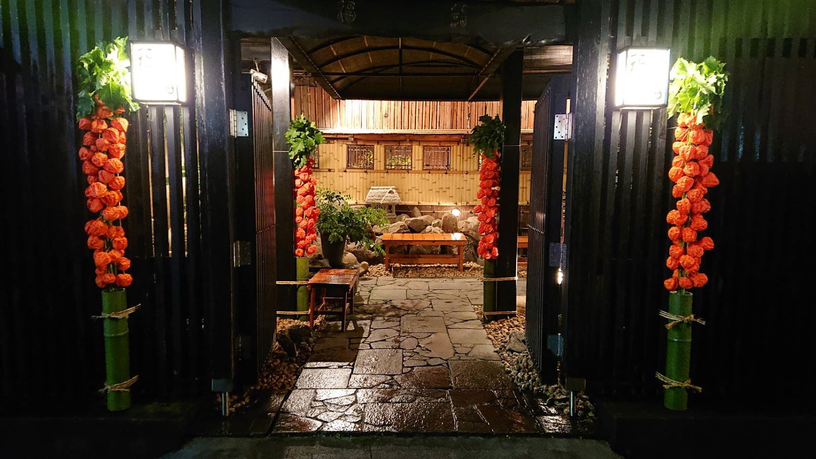 The inviting entrance to Fukuzushi, a sushi restaurant in Tokyo.