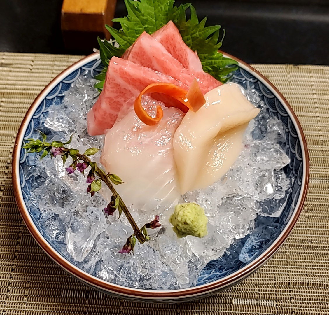 Fresh sashimi at Hana Ita in Sendai.