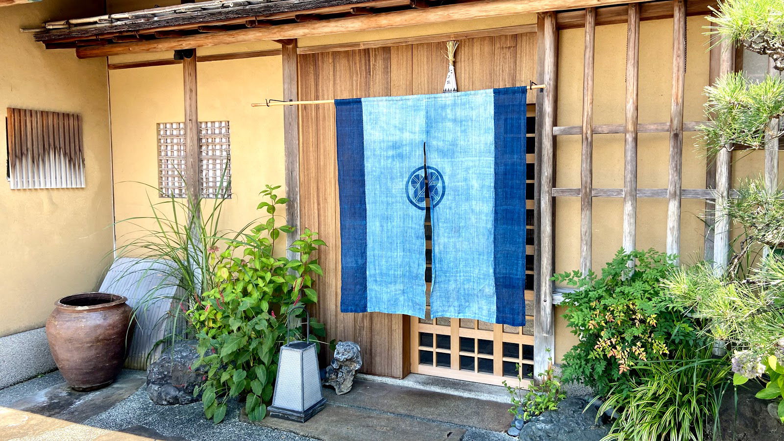 The traditional Japanese exterior to Okina in Kyoto.