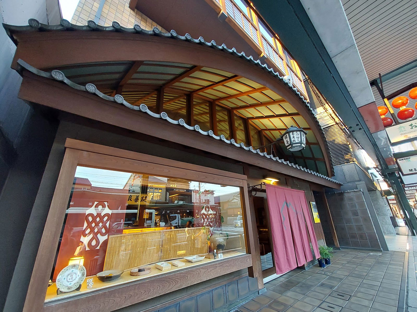Traditional Japanese restaurant exterior with wooden design