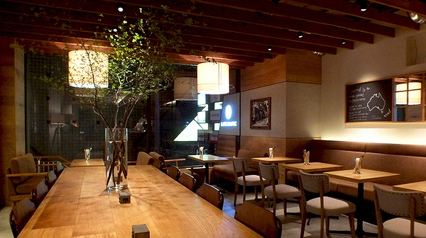 Cozy restaurant interior with wooden decor and ambient lighting