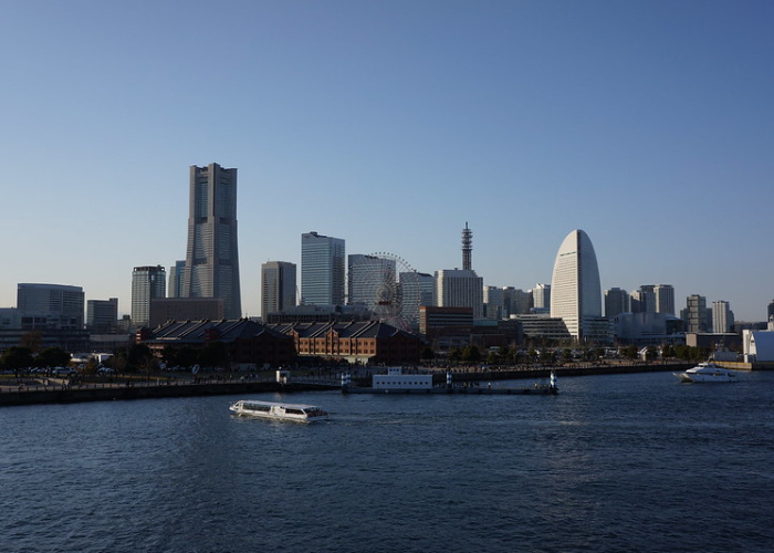 Yokohama Skyline with boat in foreground
