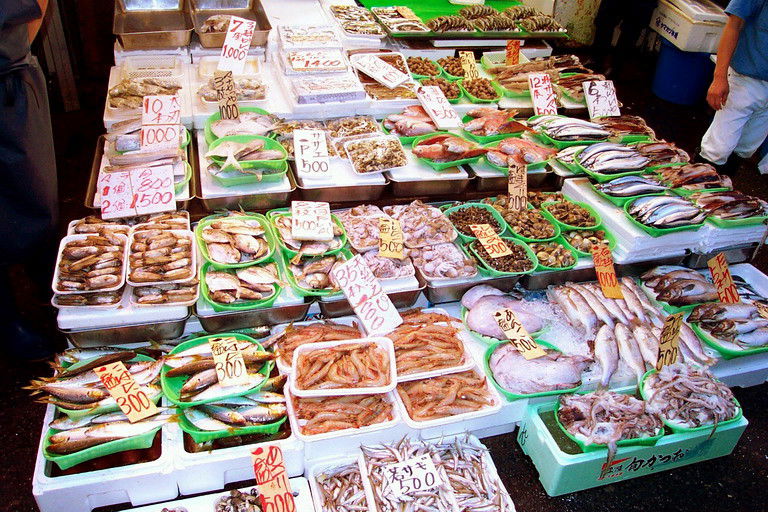 Fish on display in Tokyo at Adachi Japanese fish market