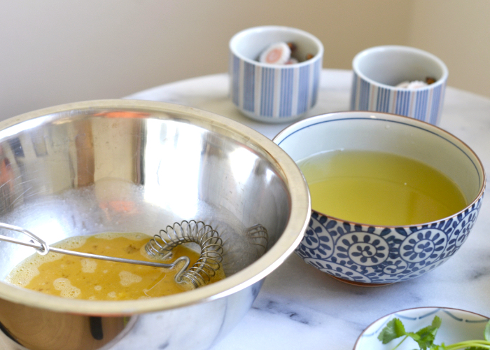 Making chawanmushi custard