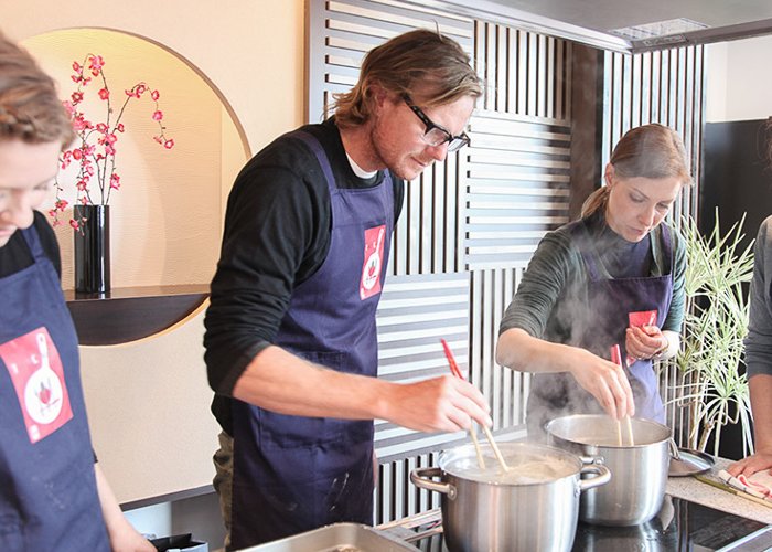 Couple at a cooking class