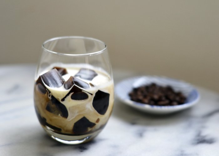 Japanese coffee jelly with coffee and cream
