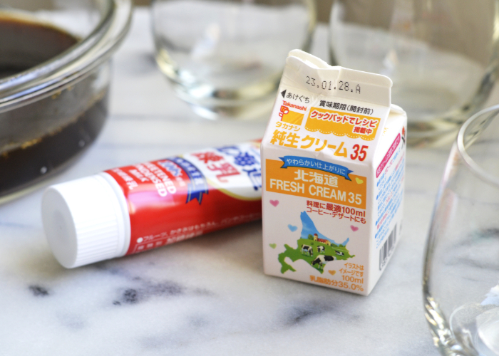 Heavy cream and condensed milk for coffee jelly recipe