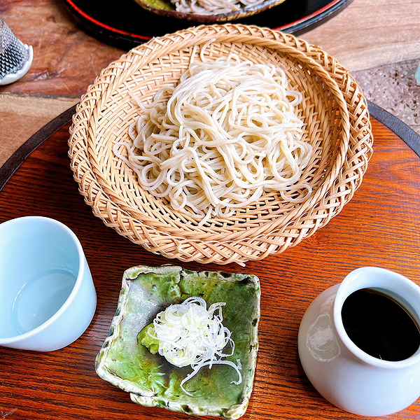 Traditional soba noodle dish served with dipping sauce