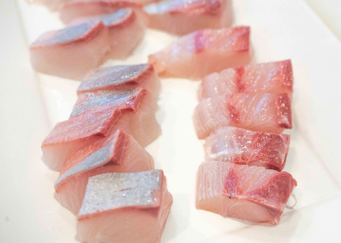 Sliced raw yellowtail buri