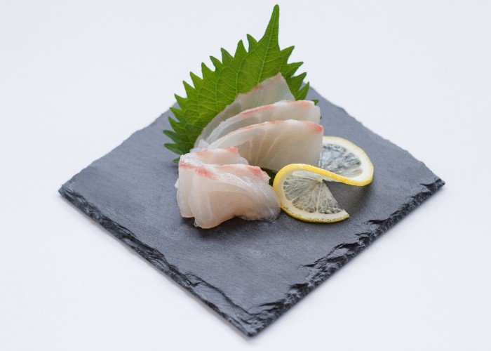 Tai sashimi on a plate 