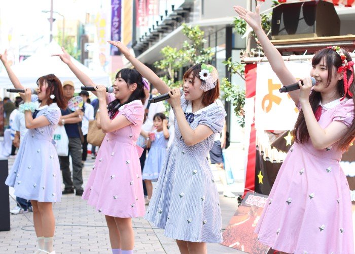 idol group performing on Asakusa Street