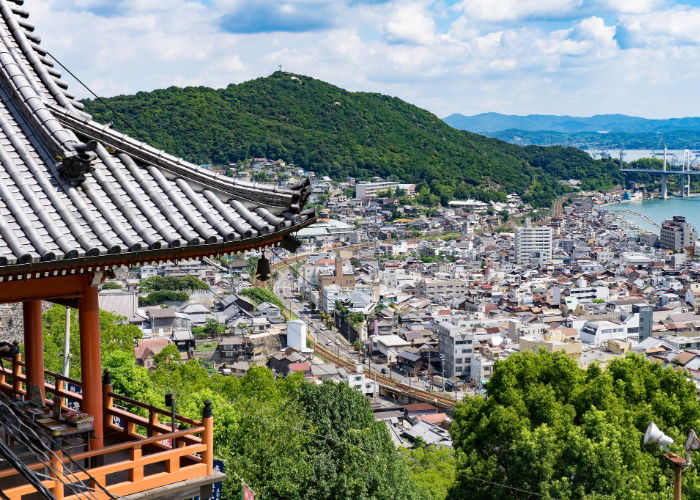 View from Senkoji Temple in Hiroshima looking over the city and the ocean